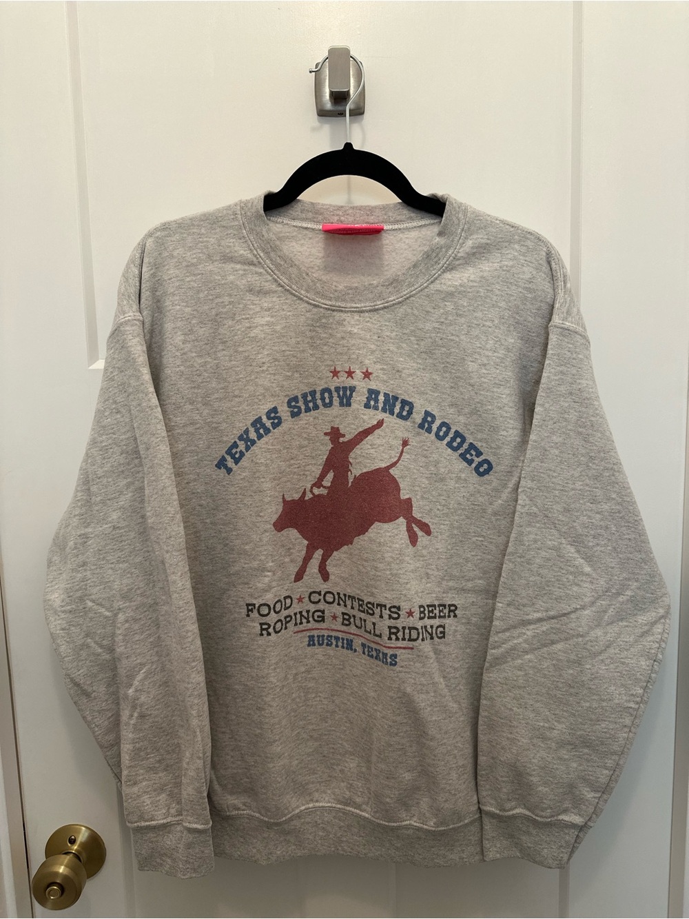Texas Show and Rodeo Graphic Sweatshirt - Gray with Red & Blue Print